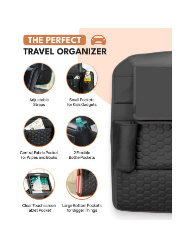 Organizador de Asiento Trasero Owleys - Cuero Sintético Negro