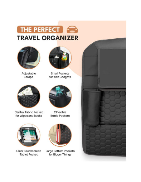 Organizador de Asiento Trasero Owleys - Cuero Sintético Negro