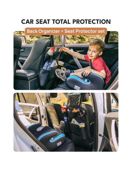 Organizador de Asiento Trasero Owleys - Cuero Sintético Negro