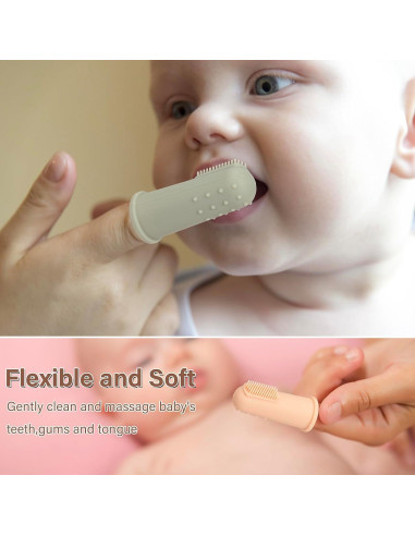 Cepillo de Dientes para Bebé Topgomes con Estuche - Silicona Grado Alimenticio, Paquete de 2