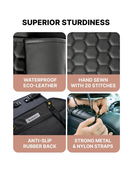 Organizador de Asiento Trasero Owleys - Cuero Sintético Negro