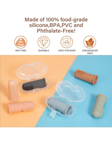 Cepillo de Dientes para Bebé Topgomes con Estuche - Silicona Grado Alimenticio, Paquete de 2