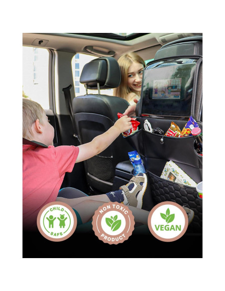 Organizador de Asiento Trasero Owleys - Cuero Sintético Negro