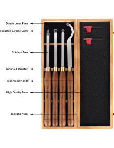 Juego de 4 Herramientas de Torneado IMOTECHOM con Caja de Madera 2