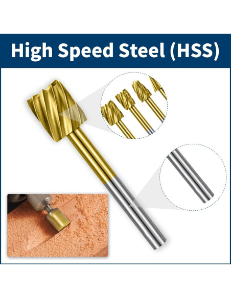 Juego de 20 Bits de Tallado en Madera Lukcase HSS Titanio 3.175mm