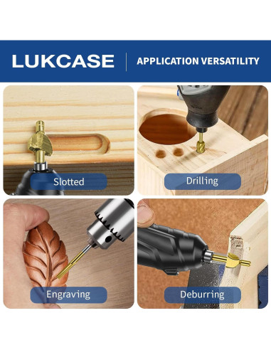 Juego de 20 Bits de Tallado en Madera Lukcase HSS Titanio 3.175mm