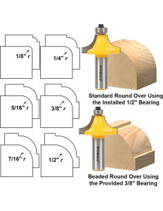 Conjunto de 6 Fresas Redondeadas Yonico 13621 1/2" (12.7 mm) 2