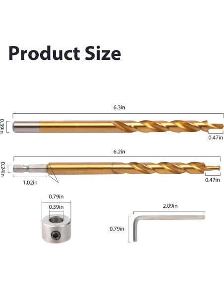 Broca de Escalera 3/8" Kosmi con Mango Hexagonal y Anillo de Parada