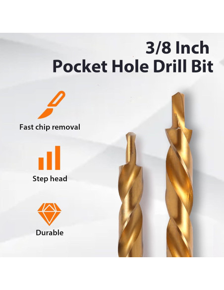 Broca de Escalera 3/8" Kosmi con Mango Hexagonal y Anillo de Parada