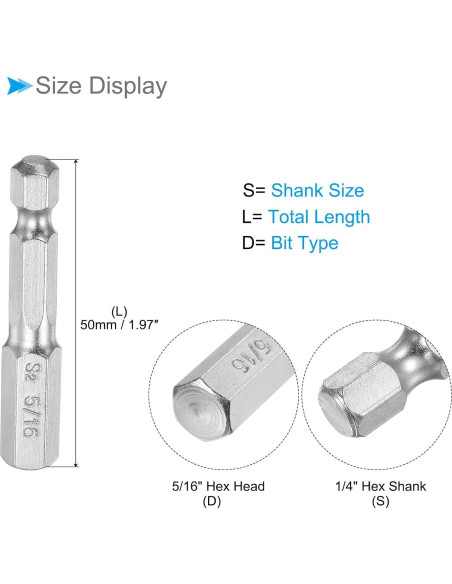 Punta de Llave Hexagonal CoCud 1/4" Vástago 50mm Acero S2 - 3 Piezas Punta de Llave Hexagonal CoCud 1/4" Vástago 50mm Acero S2 - 3 Piezas