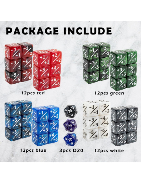 51 Piezas Dados Contadores MTG LAMJAM +1/+6 y -1/-6