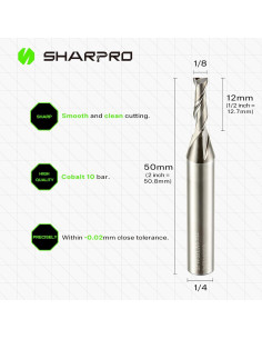 Fresa Espiral Upcut 6.35mm Mango 3.175mm para CNC SHARPRO 2