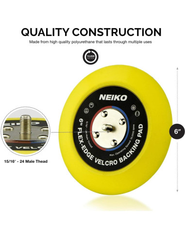 Almohadilla de Respaldo Flexible Neiko 6" con Gancho y Bucle