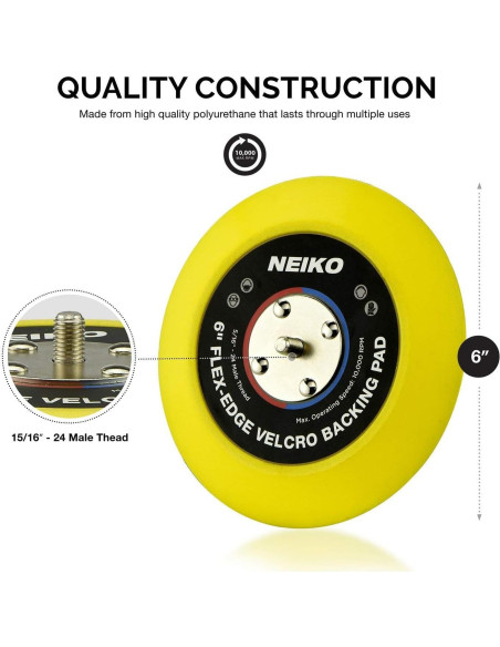 Almohadilla de Respaldo Flexible Neiko 6" con Gancho y Bucle