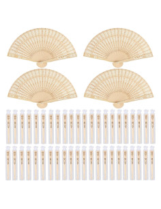 48 Abanicos de Sándalo MCEAST Plegables con Bolsas de Regalo