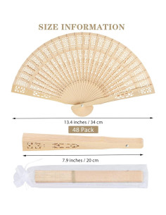 48 Abanicos de Sándalo MCEAST Plegables con Bolsas de Regalo 2