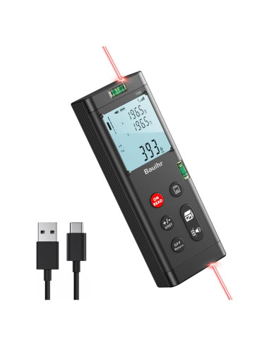 Medidor de Distancia Láser Doble Bauihr T205, 120m, Pantalla LCD