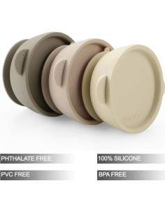 Cuencos de Silicona PandaEar 3 Pack con Succión y Tapas 2