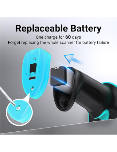 Escáner de Código de Barras Tera D6100 4400mAh Bluetooth USB