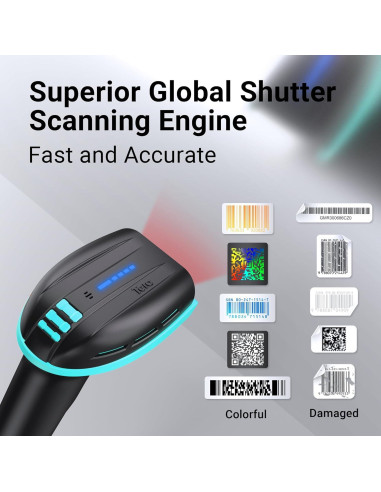 Escáner de Código de Barras Tera D6100 4400mAh Bluetooth USB