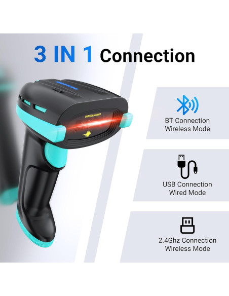 Escáner de Código de Barras Tera D6100 4400mAh Bluetooth USB