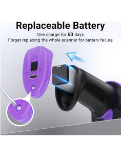 Escáner de Código de Barras Tera D6100 4400mAh Bluetooth USB 2