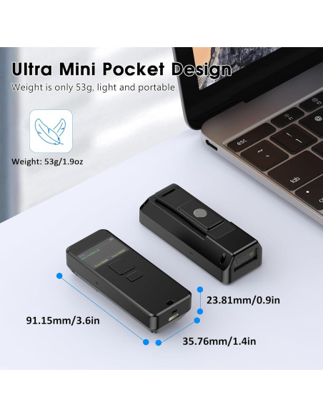 Escáner de Código de Barras Bluetooth Symcode MJ-X1L 1D Inalámbrico Escáner de Código de Barras Bluetooth Symcode MJ-X1L 1D Inalámbrico