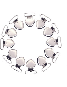 Clips de Suspensión de Corazón Plateado 10pcs - Metal y Plástico 2