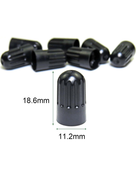 Paquete de 8 Tapas de Válvula de Neumático ADIOPro - Plástico Negro