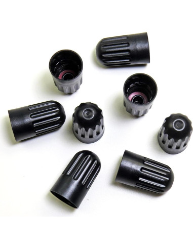 Paquete de 8 Tapas de Válvula de Neumático ADIOPro - Plástico Negro