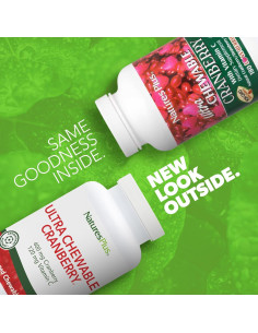 Suplemento Masticable de Arándano Natures Plus 400 mg - 180 Tabletas Vegetarianas 2