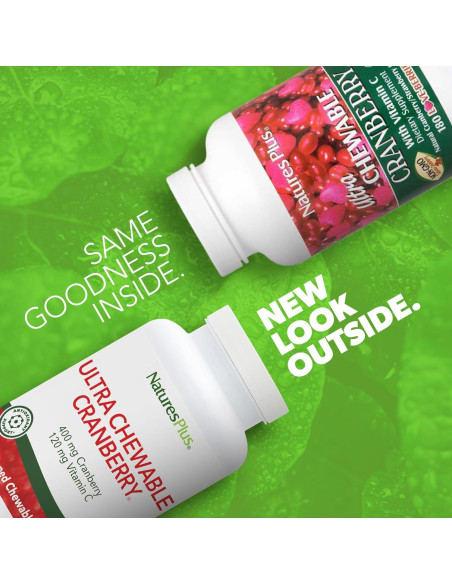 Suplemento Masticable de Arándano Natures Plus 400 mg - 180 Tabletas Vegetarianas