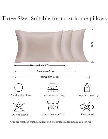 Funda de Almohada de Seda JOGJUE Estándar 100% Seda Morera
