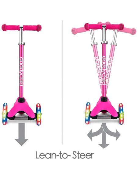 Scooter de 3 Ruedas DADDYCHILD Rosa Ajustable 3-8 Años