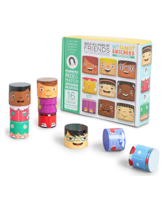 Juego de Amigos Magnéticos Multirraciales 16 Piezas - Bloques de Madera