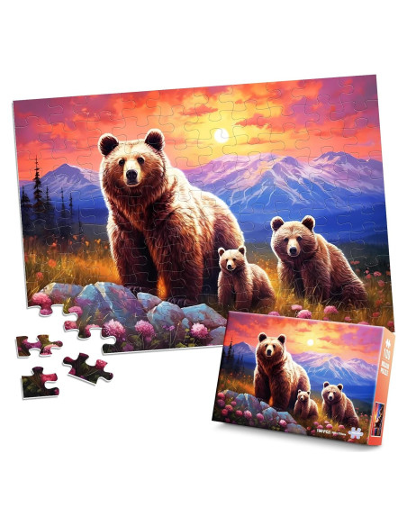 Rompecabezas de 100 Piezas Jeacirio Oso Marrón 38.1x26.9 cm