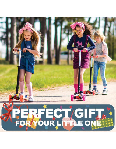 Scooter de 3 Ruedas DADDYCHILD Rosa Ajustable 3-8 Años
