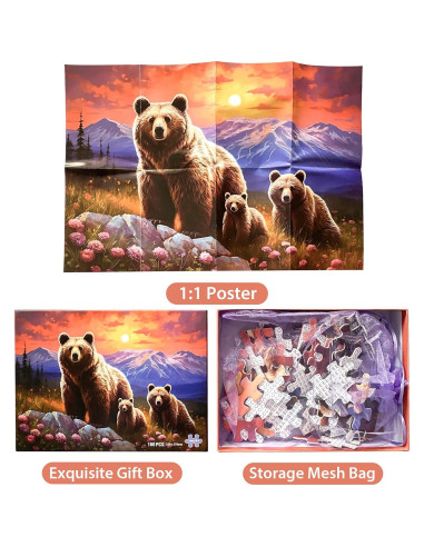 Rompecabezas de 100 Piezas Jeacirio Oso Marrón 38.1x26.9 cm