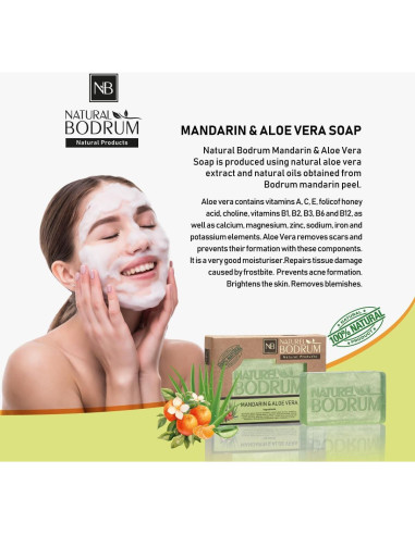 Barra de Jabón Orgánico Mandarina y Aloe Vera 100g - Natural Bodrum