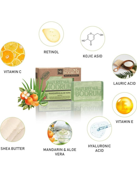 Barra de Jabón Orgánico Mandarina y Aloe Vera 100g - Natural Bodrum