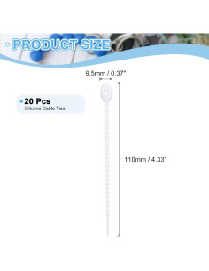 20 Piezas Correas de Silicona Reutilizables uxcell 10.16cm Blancas 2