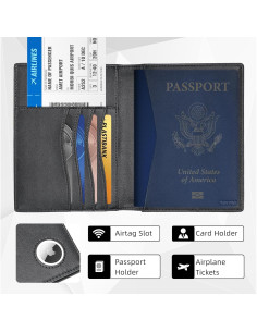 Billetera de Pasaporte RFID Oriver con Soporte para AirTag - Negro 2