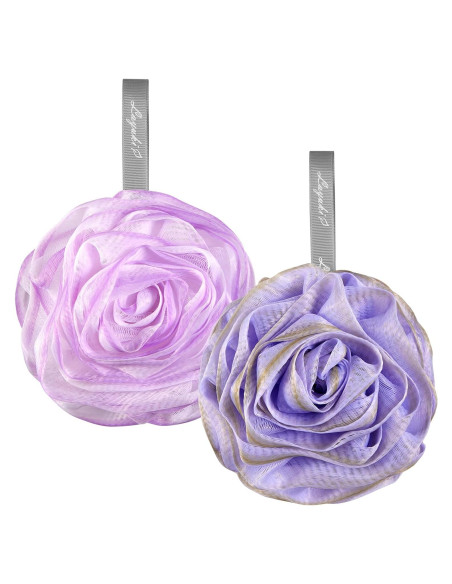 Esponja de Baño LAYUKI Juego de 2 Piezas Rosa Púrpura y Gris
