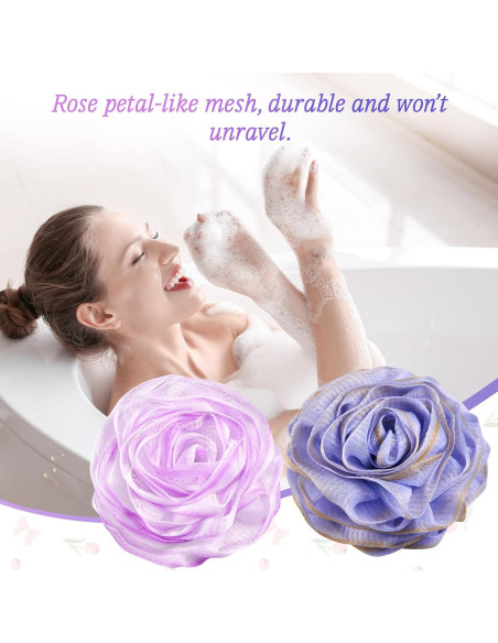 Esponja de Baño LAYUKI Juego de 2 Piezas Rosa Púrpura y Gris