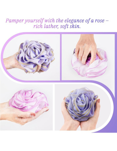 Esponja de Baño LAYUKI Juego de 2 Piezas Rosa Púrpura y Gris