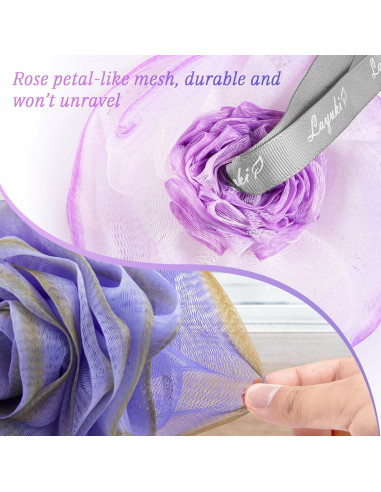 Esponja de Baño LAYUKI Juego de 2 Piezas Rosa Púrpura y Gris