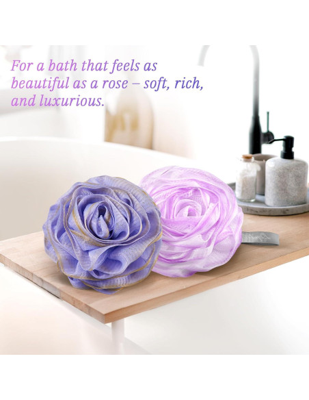 Esponja de Baño LAYUKI Juego de 2 Piezas Rosa Púrpura y Gris