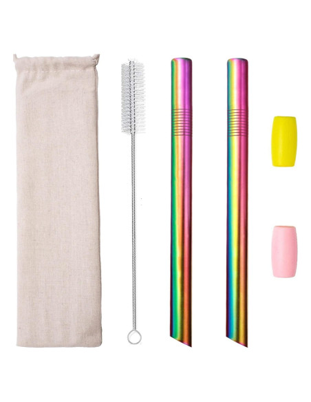 Popotes Reutilizables Morneve de Acero Inoxidable 10" para Boba