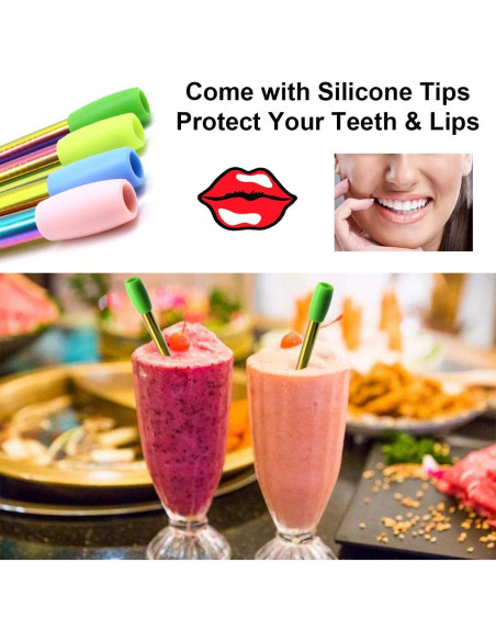 Popotes Reutilizables Morneve de Acero Inoxidable 10" para Boba