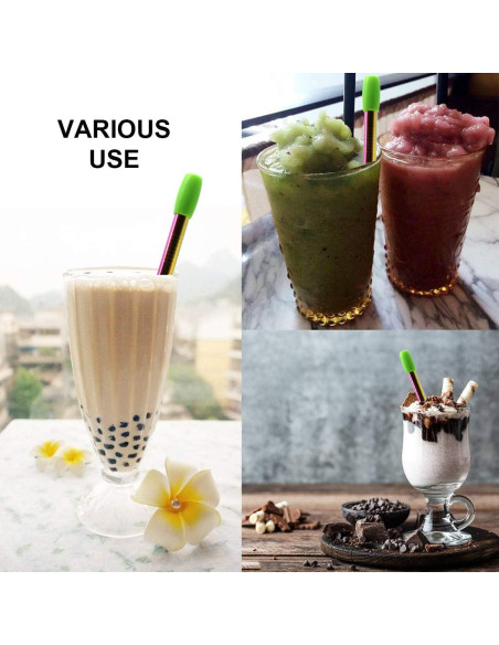 Popotes Reutilizables Morneve de Acero Inoxidable 10" para Boba